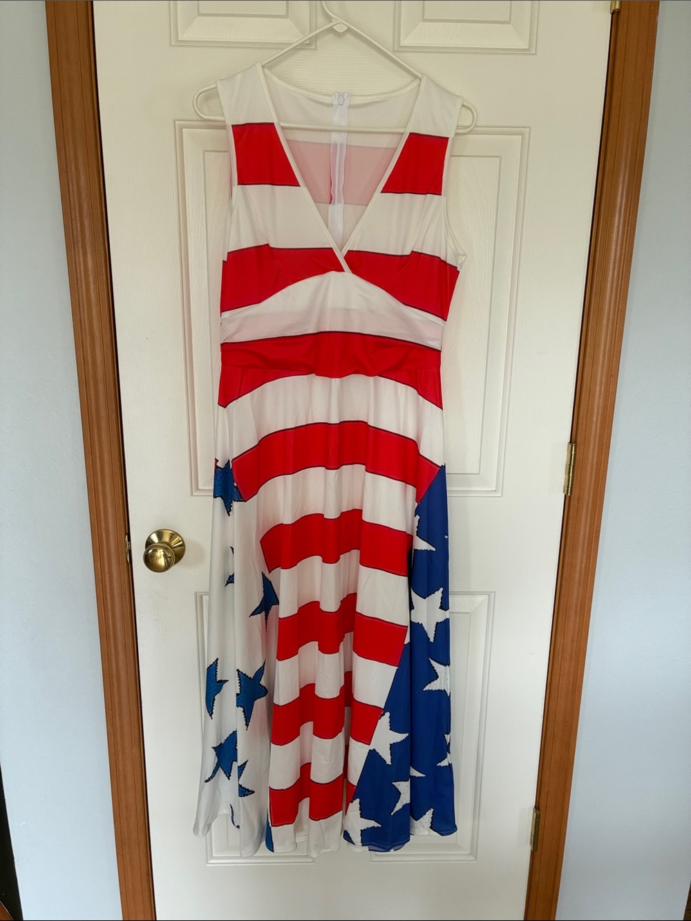 Patriotic Red White Blue Star & Stripe Maxi Dress